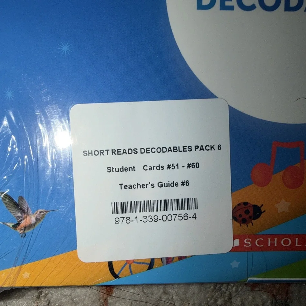 Short Reads, Decodables, Student Cards, # 51-60 Scholastic Teacher's Guide# 6